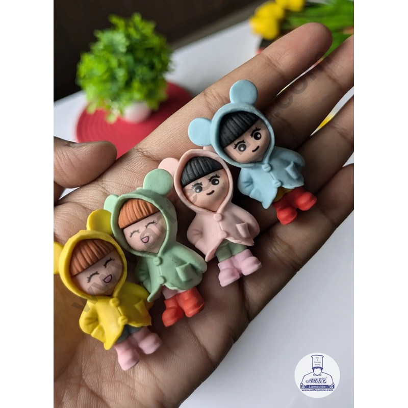 Cute Girl Raincoat Doll Rubber Cake Topper - 1 Pc -CAKE DECOR