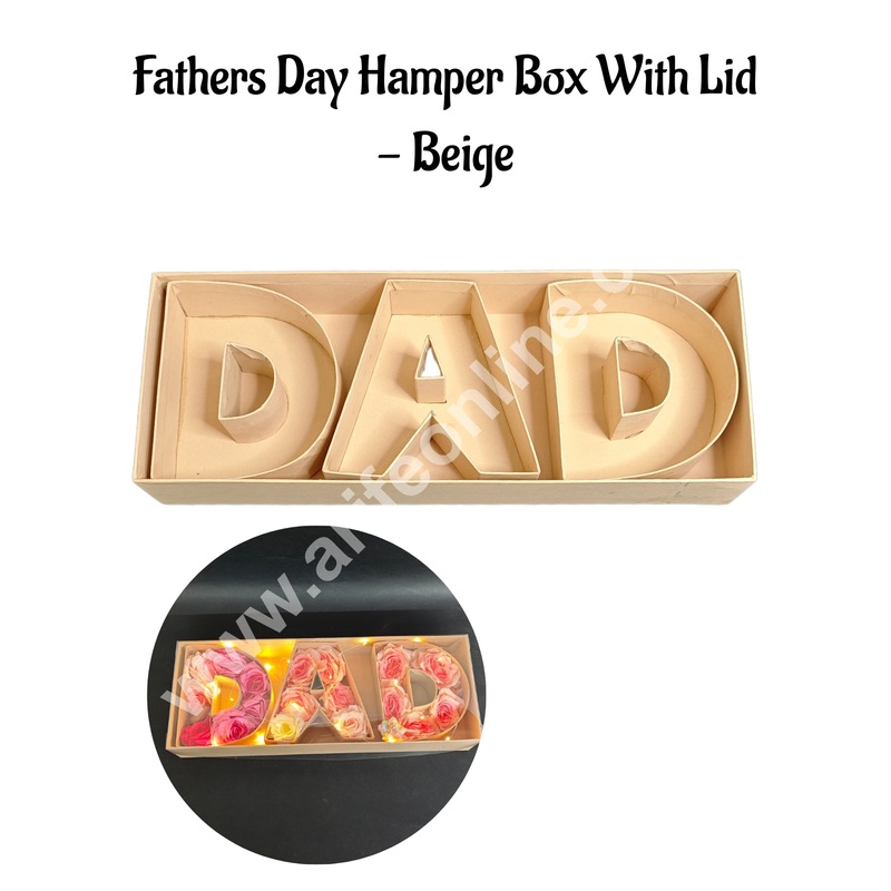 Elegant Fathers Day DAD Monogram Flower Gift Box with Transparent Lid (Beige) - CAKE DECOR