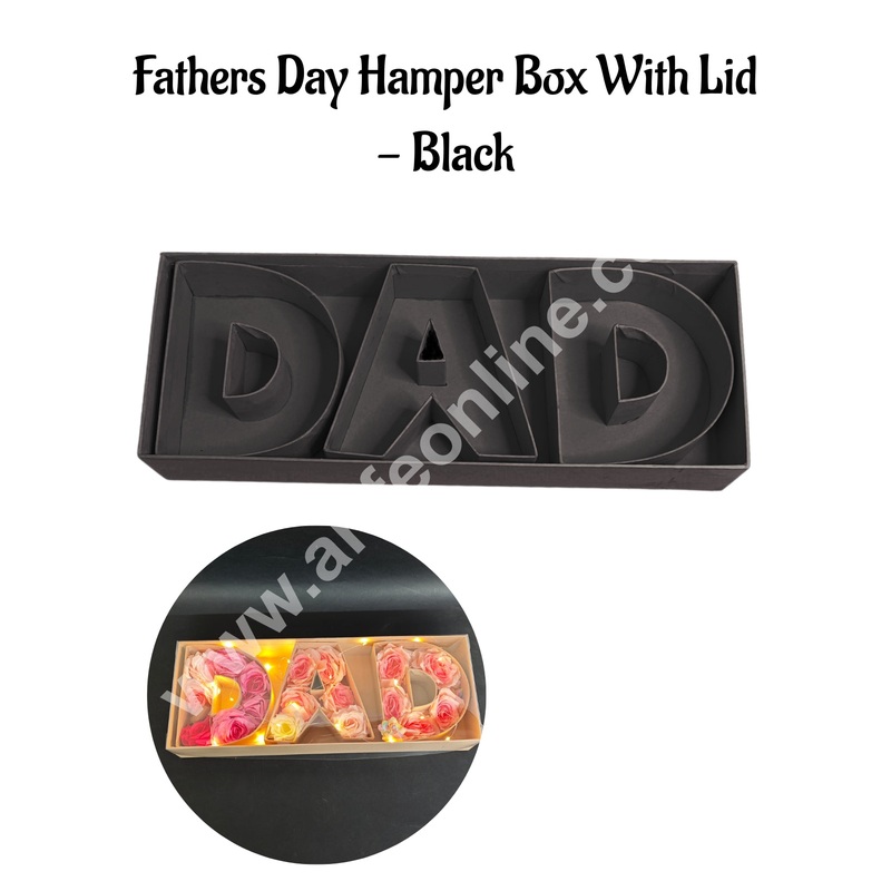 Elegant Fathers Day DAD Monogram Flower Gift Box with Transparent Lid (Black) - CAKE DECOR
