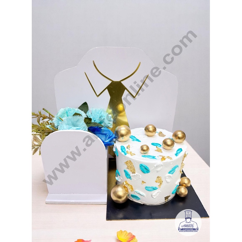 Father's Day with Gold Acrylic Design Cake and Flower Hamper Stand  - CAKE DECOR
