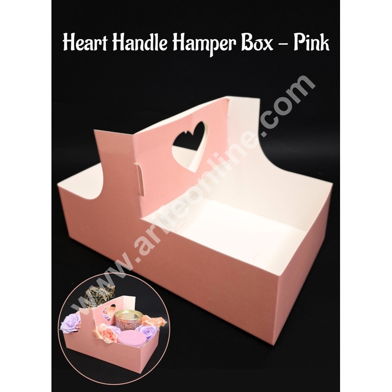 Heart Handle Hamper Box  (Pink)  | Gift Box | Gift Box With Heart Handle (1 Pcs Pack) CAKE DECOR