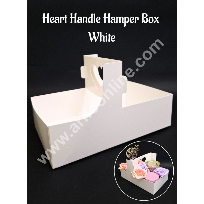 Heart Handle Hamper Box  (White)  | Gift Box | Gift Box With Heart Handle (1 Pcs Pack) CAKE DECOR