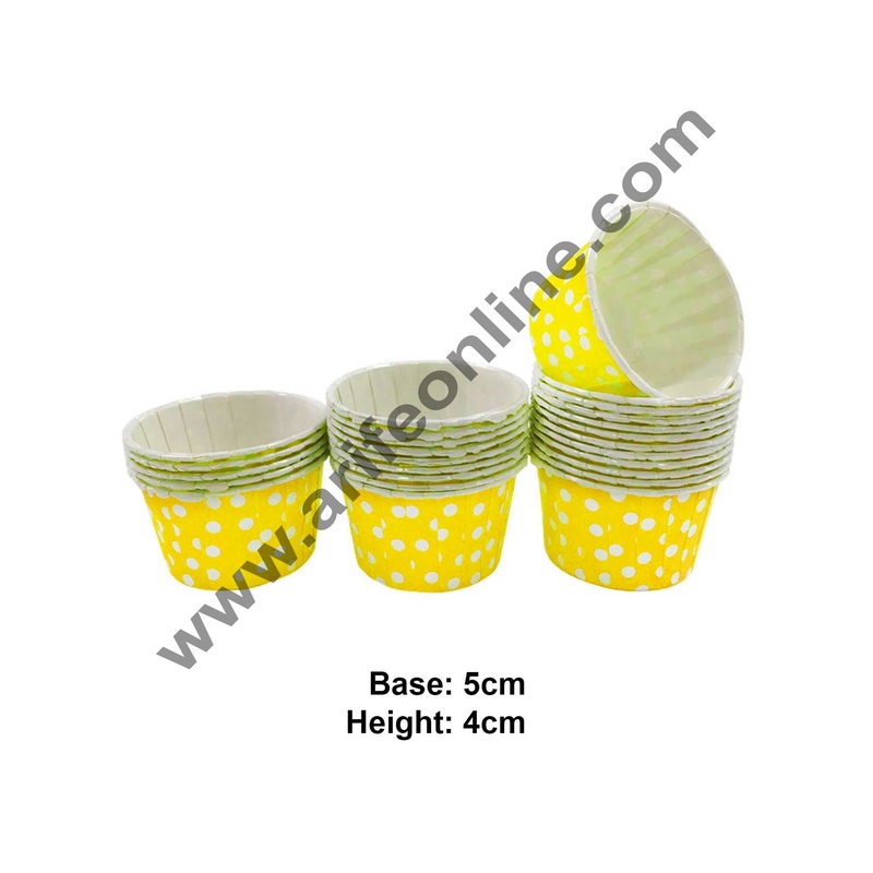 Novacart Bake & Serve Paper Baking Mould By Cake Decor - Medium - Yellow Cupcake Mould 100 Pcs