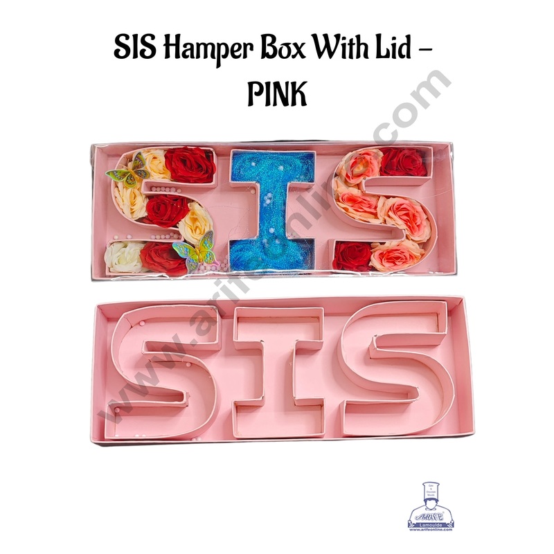 Pink SIS Monogram Flower Gift Box with Transparent Lid (Pink) - CAKE DECOR