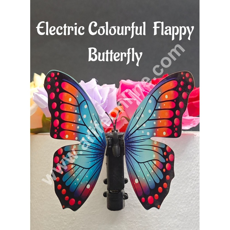 Vibrant Electric Flappy Fluttering Butterfly Toy Cake Topper - 1 Piece | Butterfly Theme Cake | Cake Decoration (Assorted design )CAKE DECOR