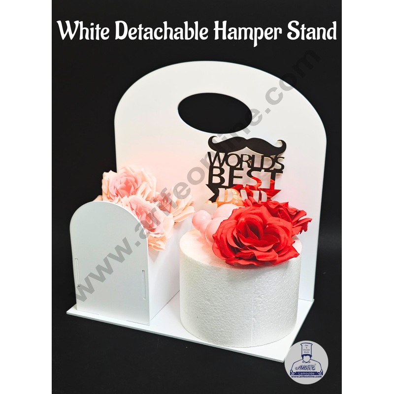 White Detachable Cake and Flower Hamper Stand - CAKE DECOR