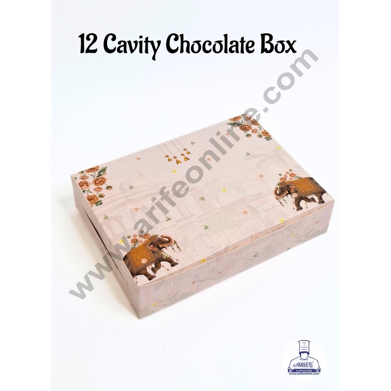 12 Cavity Traditional Design Peach Chocolate Box  (1 Piece) - CAKE DECOR