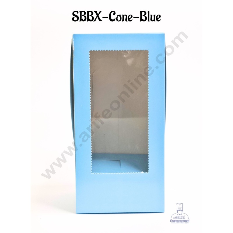 Blue Ice Cream Cone Cake Holder Box (1Pc)|11" x 5.5" x 5.5" - CAKE DECOR