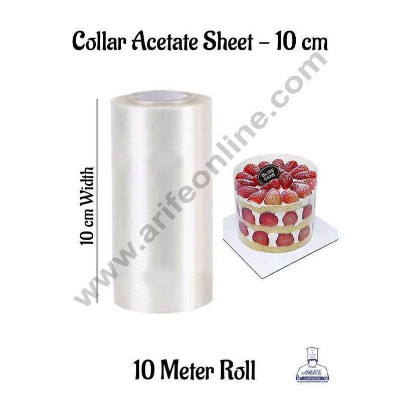 CAKE DECOR 10cm Collars Acetate Sheet Roll Clear Cake Strips Transparent Edge Decorating (10cm x 10m Roll)
