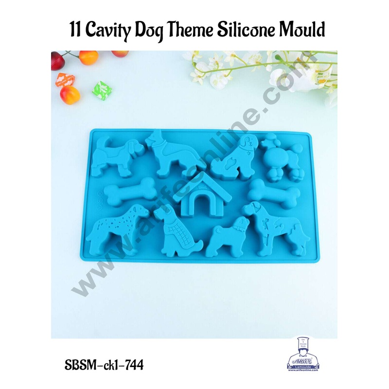 CAKE DECOR 11 Cavity Dog Theme Silicone Mould | Jelly & Soap Mould | Baking Mould - SBSM-ck1-744