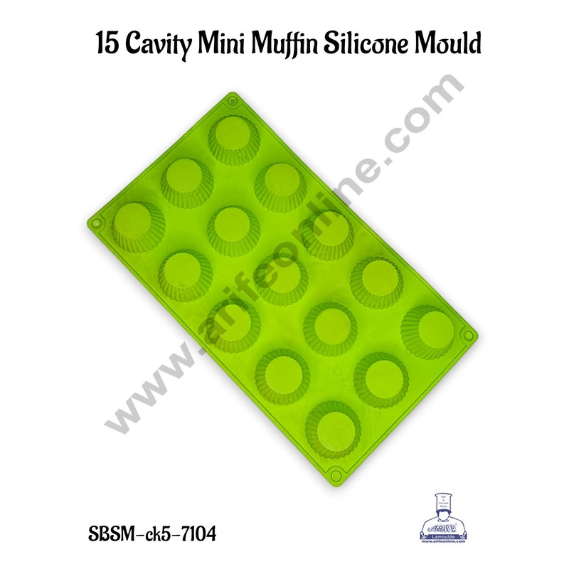 CAKE DECOR 15 Cavity Mini Muffin Shape Silicone Mould | Soap Mould | Baking Mould - SBSM-ck5-7104