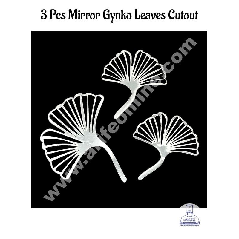 CAKE DECOR 3 pcs  Ginkgo Leaves Mirror Acrylic Finishing Cake Topper -  Ginkgo Leaves ( SBMT-M-01)
