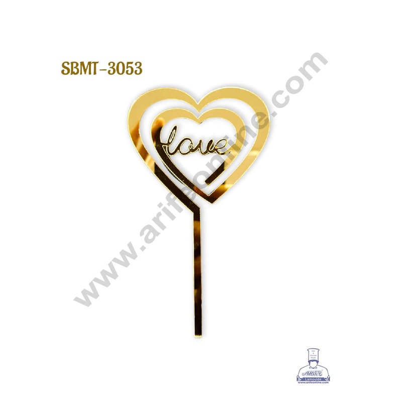 CAKE DECOR 5 inch Acrylic Love in Heart Cutout Cake Topper | Photo Holder (SBMT-3053)