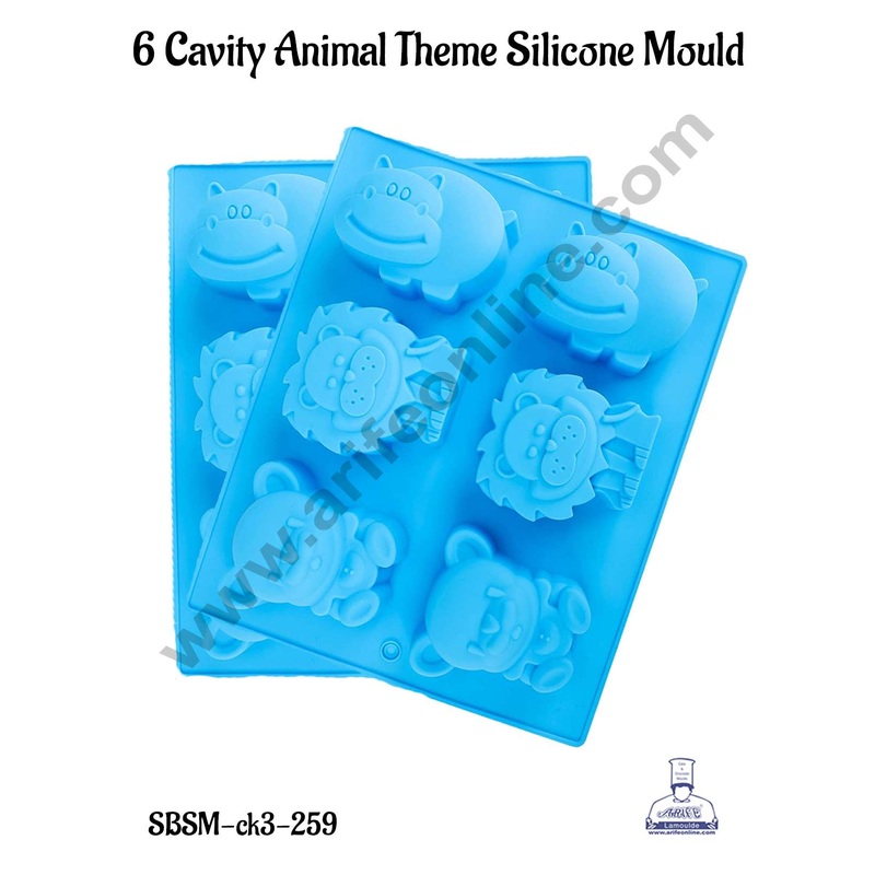 CAKE DECOR 6 Cavity Animal Theme Silicone Mould | Jelly & Soap Mould | Baking Mould - SBSM-ck3-259