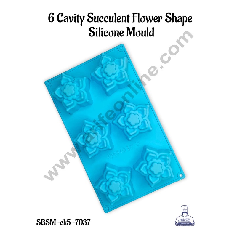 CAKE DECOR 6 Cavity Succulent Flower Shape Silicone Mould | Jelly & Soap Mould | Baking Mould - SBSM-ck5-7037