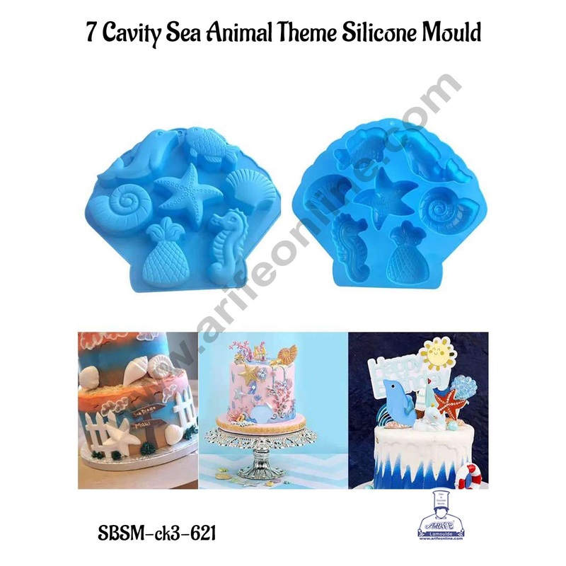 CAKE DECOR 7 Cavity Sea Animal Theme Silicone Mould | Jelly & Soap Mould | Baking Mould - SBSM-ck3-621