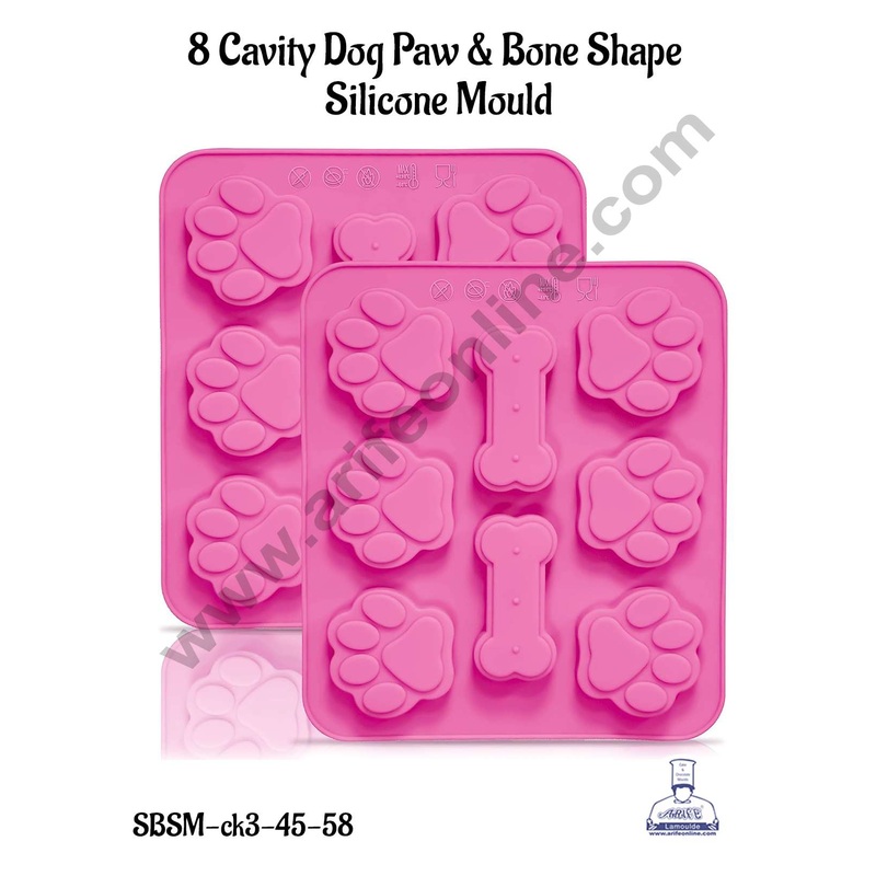 CAKE DECOR 8 Cavity Dog Paw & Bone Shape Silicone Mould | Jelly & Soap Mould | Baking Mould - SBSM-ck3-45-58