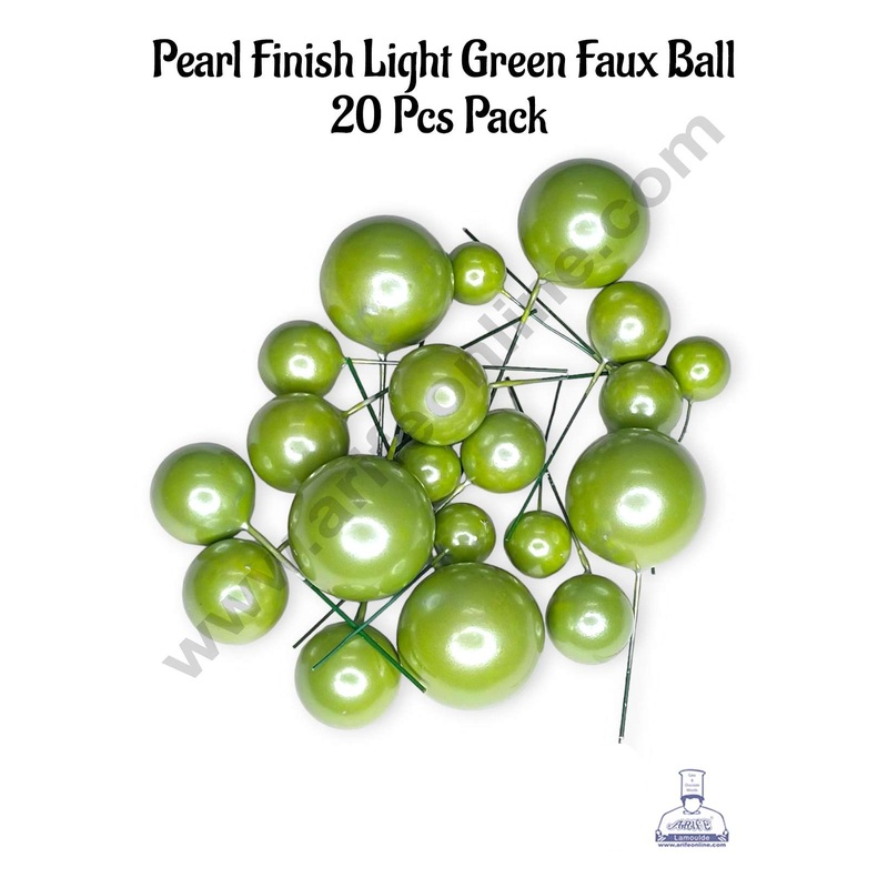 CAKE DECOR Pearl Finish Light Green Faux Balls Topper For Cake and Cupcake Decoration - (20 Pcs Pack)