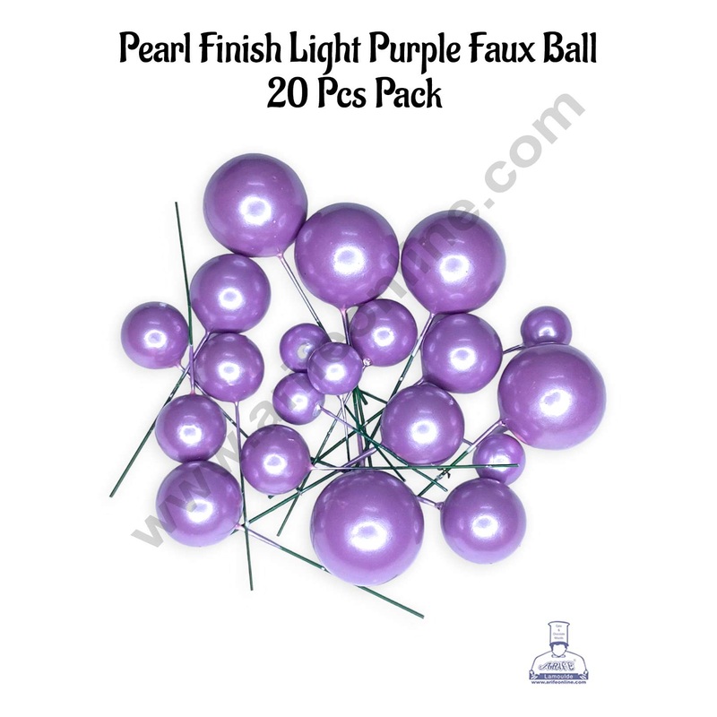 CAKE DECOR Pearl Finish Light Purple Faux Balls Topper For Cake and Cupcake Decoration - (20 Pcs Pack)