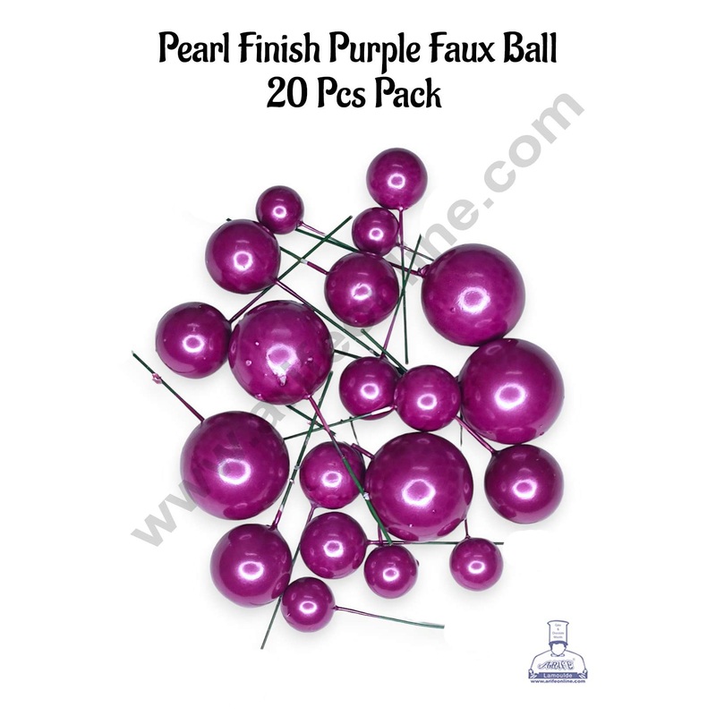 CAKE DECOR Pearl Finish Purple Faux Balls Topper For Cake and Cupcake Decoration - (20 Pcs Pack)