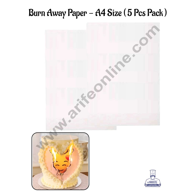 CAKE DECOR Trending Burning Paper | Burn Away Paper for Cake Decoration Size: A4 Sheet (5 Pcs Pack) White
