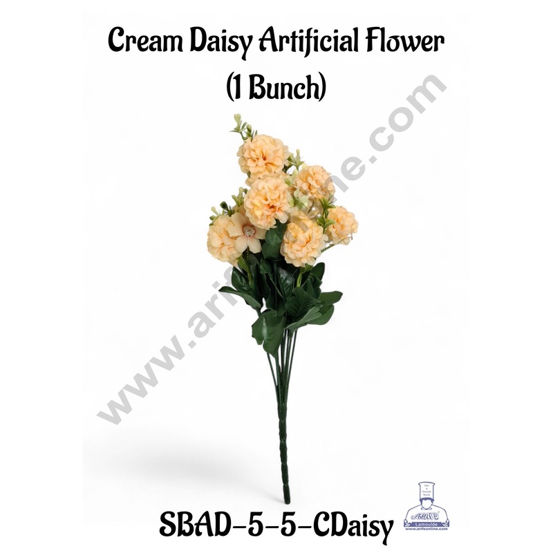 Cream Daisy Artificial Flower bunch For Cake Decoration  ( 1 Bunch ) Cake Decor