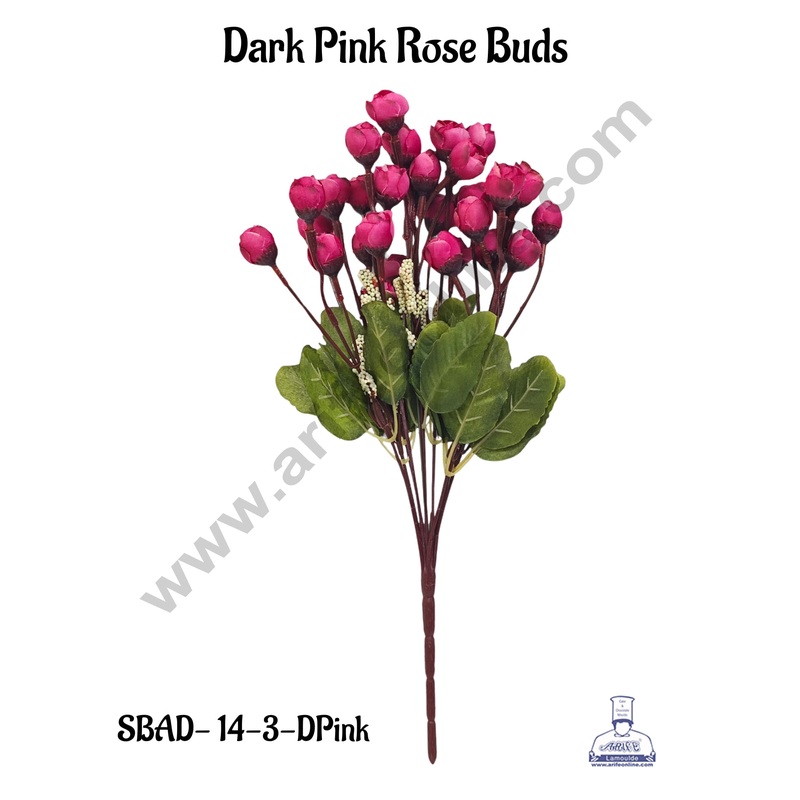 Dark Pink Rose Buds Artificial Flower bunch For Cake Decoration  ( 1 Bunch ) Cake Decor