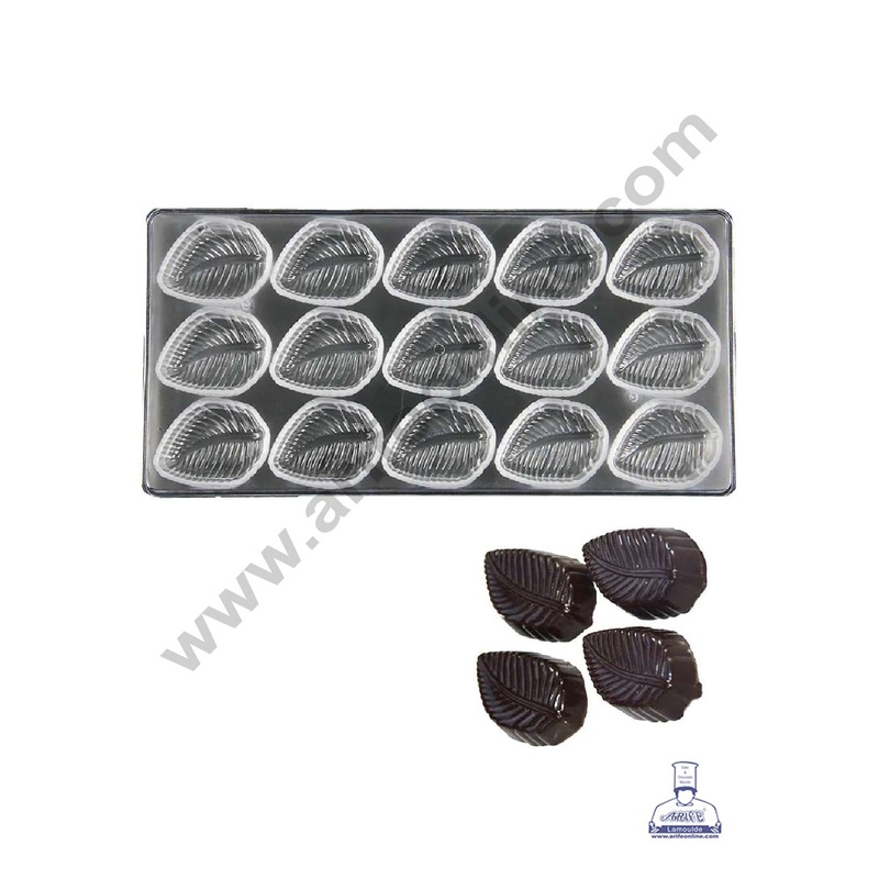 FineDecor 15 Cavity Leaf Shaped Polycarbonate Chocolate Mold - ( FD 3419 )