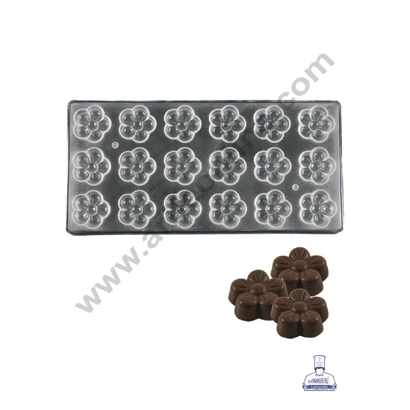 FineDecor 18 Cavity Flower Shaped Polycarbonate Chocolate Mold - ( FD-3422 )