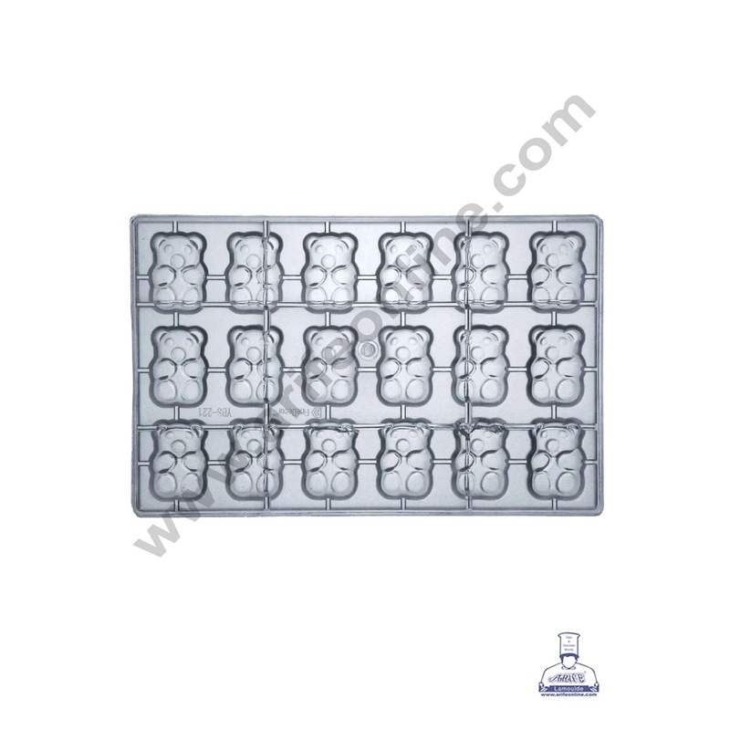 FineDecor 18 Cavity Teddy Bear Polycarbonate Chocolate Mold - ( YBS-221 )