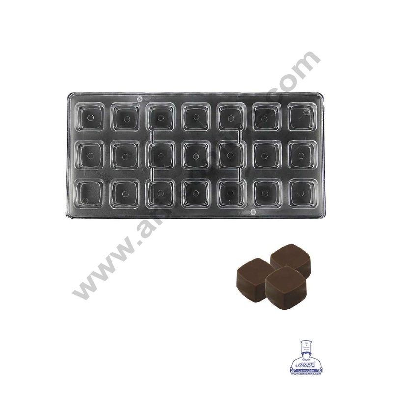 FineDecor 21 Cavity Square Shaped Polycarbonate Chocolate Mold - ( FD-3425 )