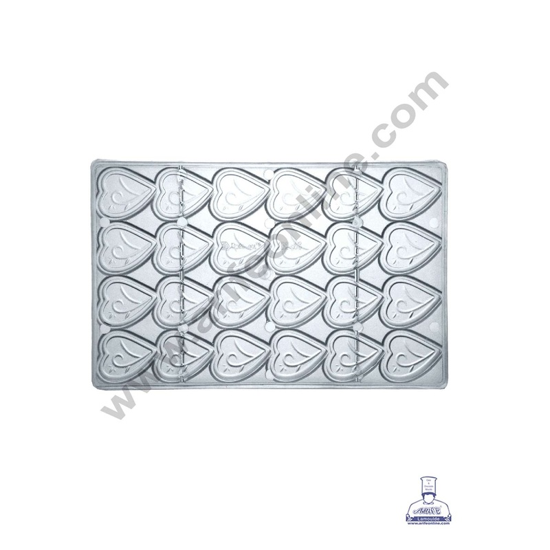 FineDecor 24 Cavity Heart Shape Polycarbonate Chocolate Mold - ( YBS-089 )