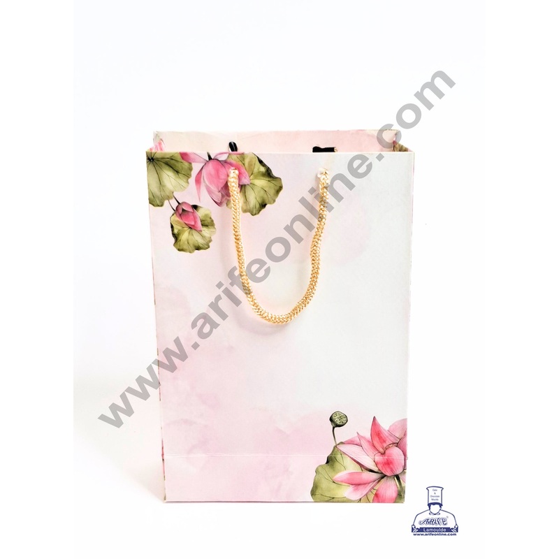 Floral Print Pink Gift Bag | Hamper Carry Bag (1 Piece) - CAKE DECOR
