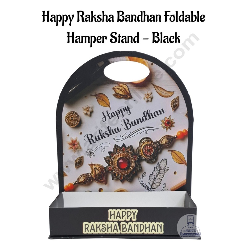 Happy Raksha Bandhan Foldable Hamper Stand - Black - CAKE DECOR