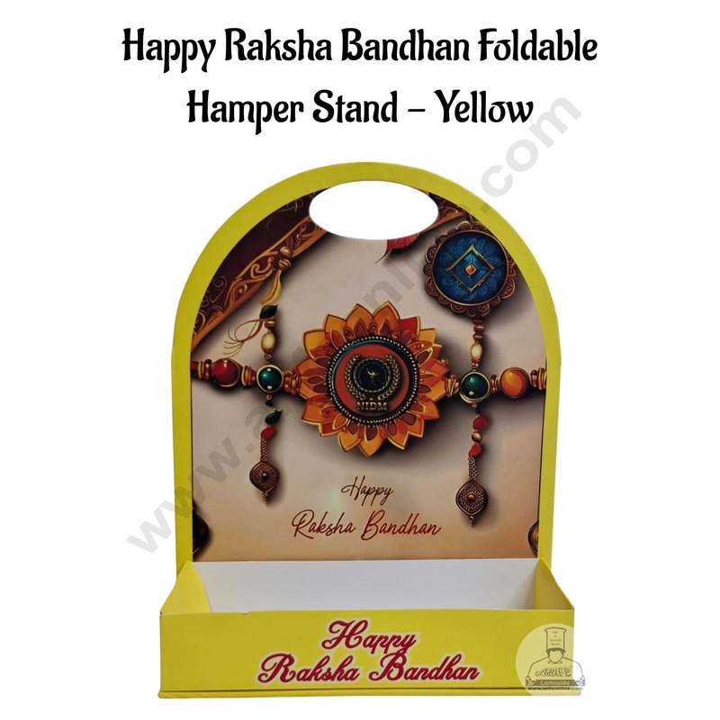 Happy Raksha Bandhan Foldable Hamper Stand -Yellow- CAKE DECOR