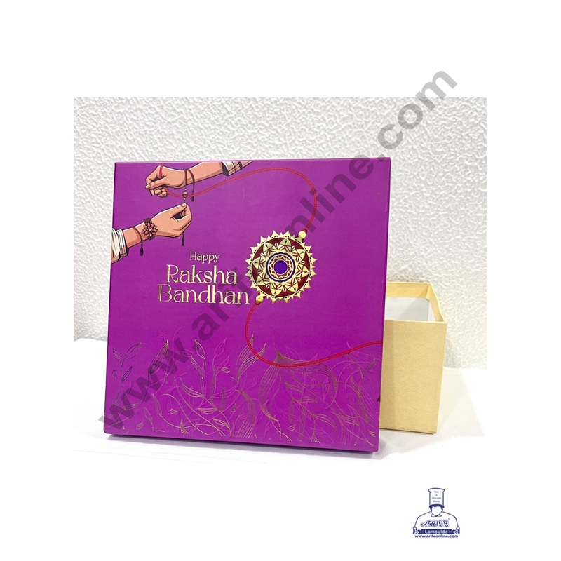Happy Raksha Bandhan Hamper Top Bottom Box  | Gift Box | Purple & Yellow - (1 Pc)