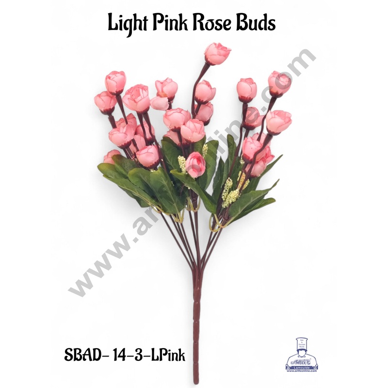 Light Pink Rose Buds Artificial Flower bunch For Cake Decoration  ( 1 Bunch ) Cake Decor