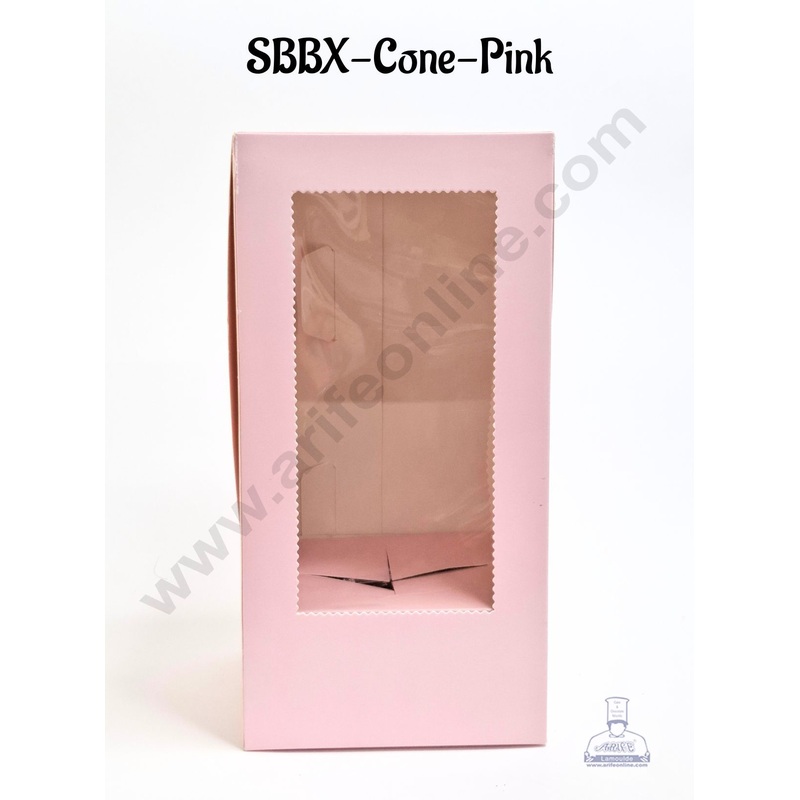 Pink Ice Cream Cone Cake Holder Box (1Pc)|11" x 5.5" x 5.5" - CAKE DECOR