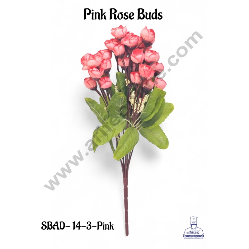 Pink Rose Buds Artificial Flower bunch For Cake Decoration  ( 1 Bunch ) Cake Decor