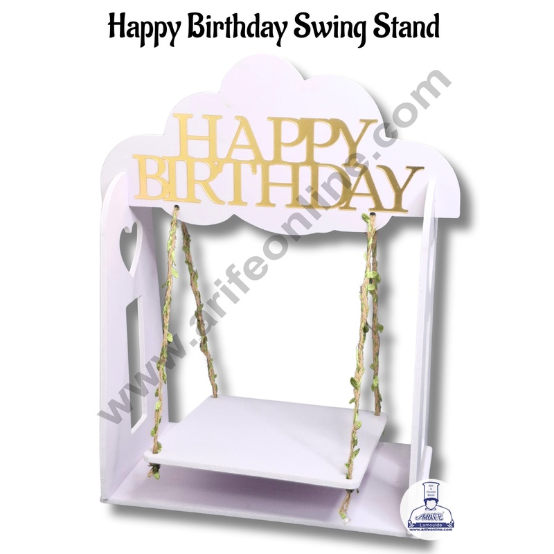 Premium Happy Birthday Cake Display Swing Stand - (1 pc) - CAKE DECOR