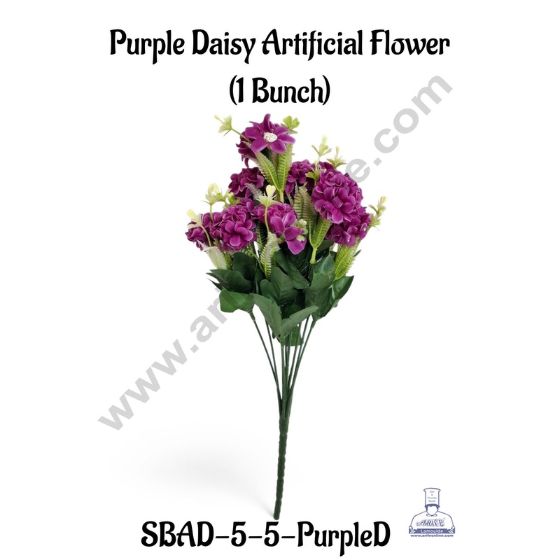 Purple Daisy Artificial Flower bunch For Cake Decoration  ( 1 Bunch ) Cake Decor