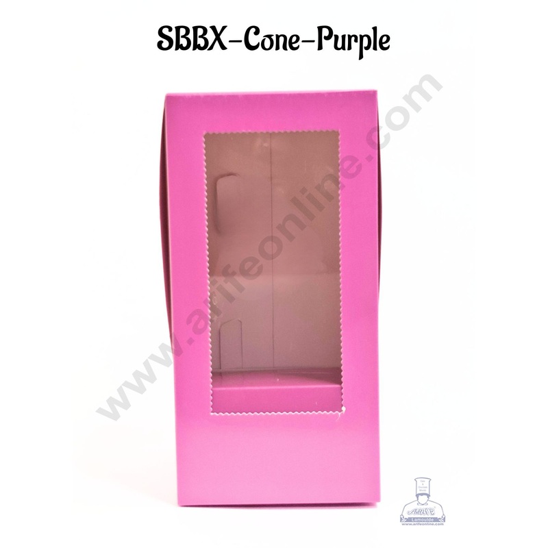 Purple Ice Cream Cone Cake Holder Box (1Pc)|11" x 5.5" x 5.5" - CAKE DECOR