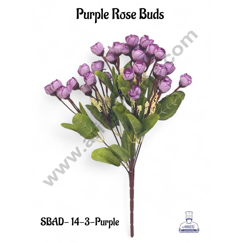Purple Rose Buds Artificial Flower bunch For Cake Decoration  ( 1 Bunch ) Cake Decor