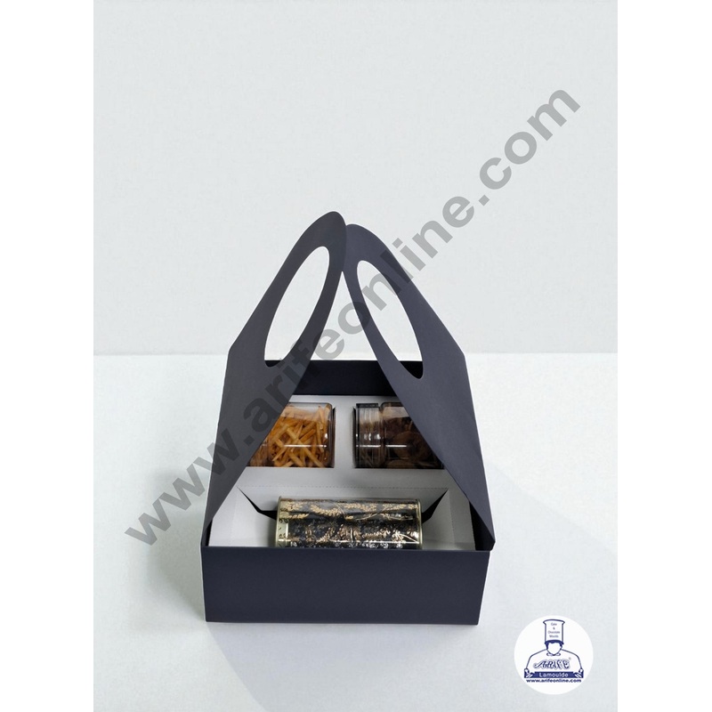 Round Handle Hamper Box With Cavity (Navy Blue)  | Gift Box | Gift Bag With Handle (1 Pc Pack) -  CAKE DECOR