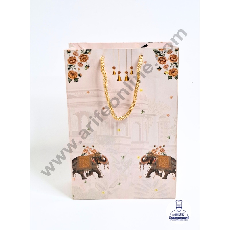 Traditional Design Peach Gift Bag | Hamper Carry Bag (1 Piece) - CAKE DECOR