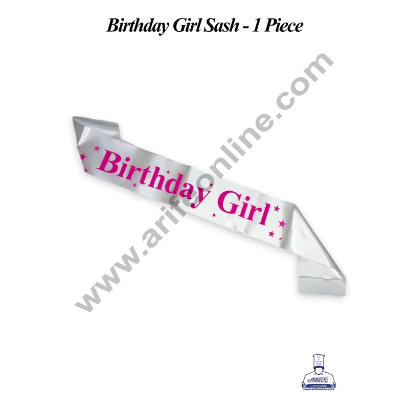 CAKE DECOR 1 Piece Birthday Girl Sash | Party Supplies - White & Pink