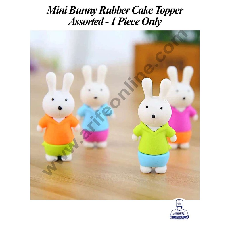 CAKE DECOR 1 Piece Mini Bunny Rubber Cake Topper - Assorted (SBT-R-012)