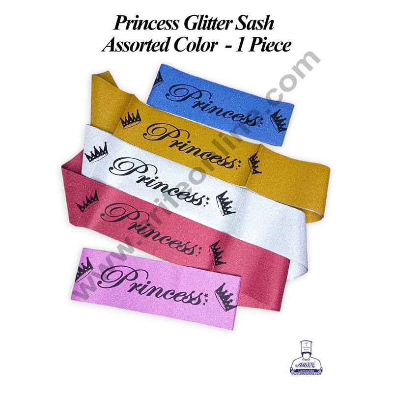 CAKE DECOR 1 Piece Princess Glitter Sash | Party Supplies - Assorted Color