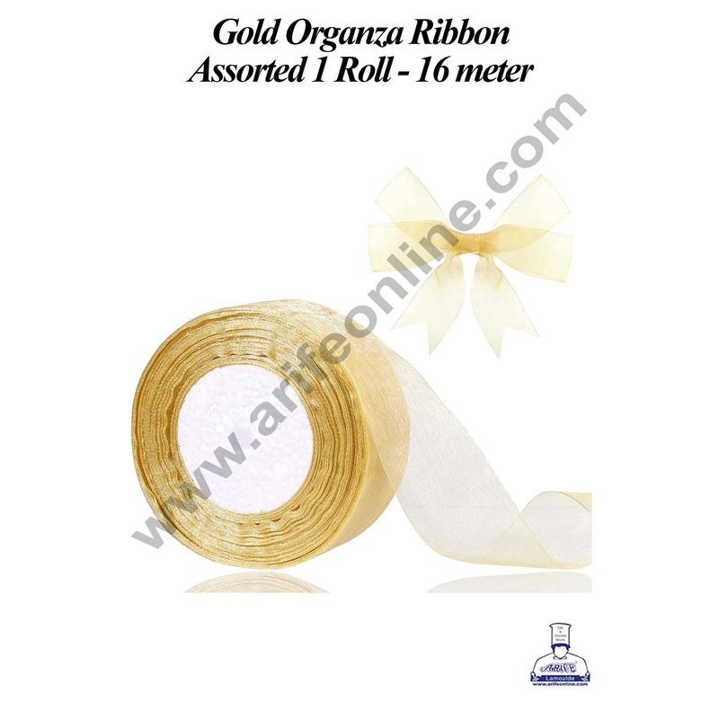 CAKE DECOR 1 Roll Gold Organza Ribbon | Sheer Ribbon | Gift Wrapping | Decoration (SBR-OR-01)