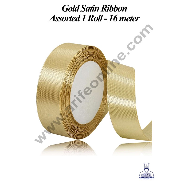 CAKE DECOR 1 Roll Gold Satin Ribbon | Gift Wrapping | Decoration (SBR-SR-03)